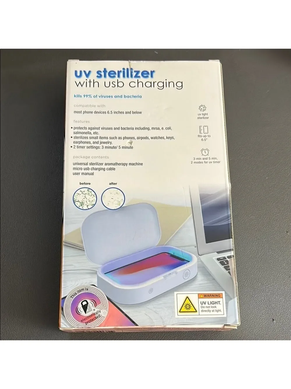 White UV Sterilizer with USB Charging New in Box